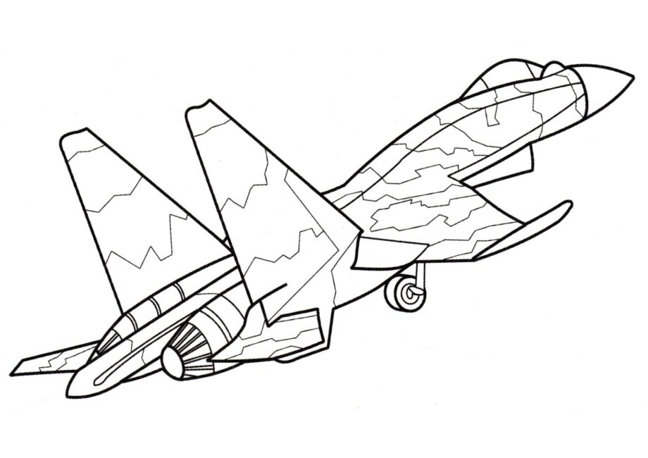 Caccia d'Attacco Su-37 Disegni da Colorare