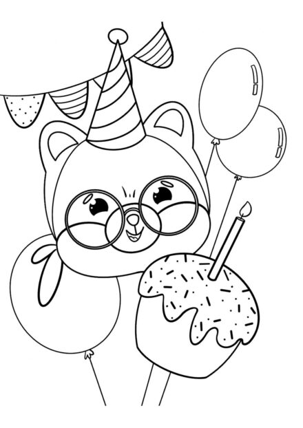 Shiba con Cupcake Festivo Disegni da Colorare