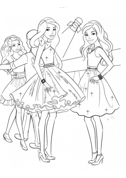 Barbie con le sue Amiche Disegni da Colorare