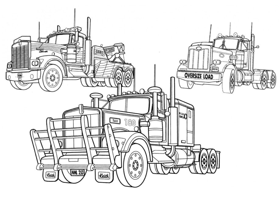 Disegni da Colorare Tre Camion Americani