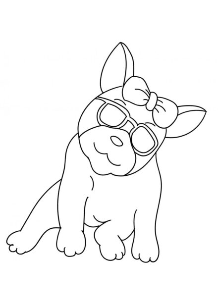 Disegno da Colorare: Bulldog con Occhiali