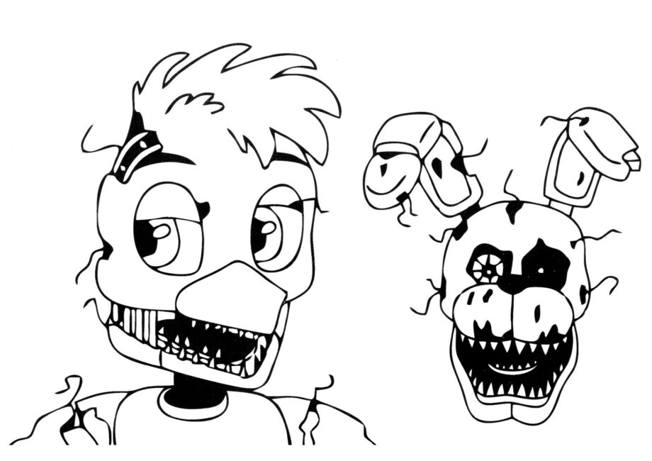 Chica e Bonnie da FNAF Disegno da Colorare