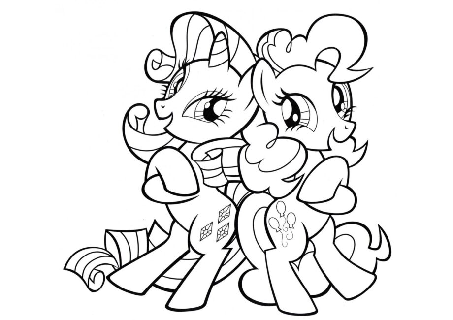 Disegno da Colorare Rarity e Pinkie Pie