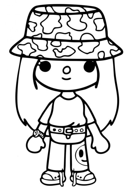 Toca Boca Disegni da Colorare - Ragazza con Cappello da Sole