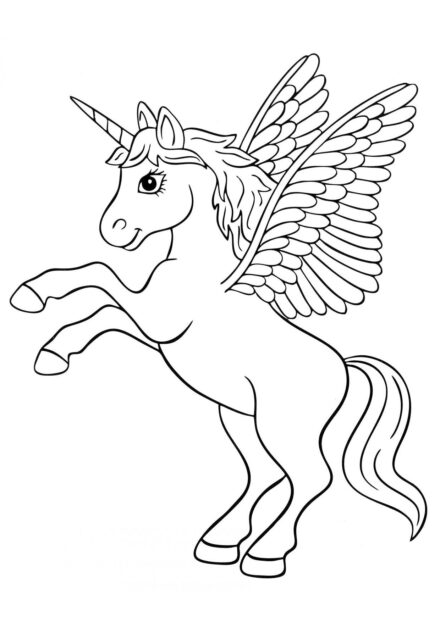 Disegni da Colorare: Unicorno Saltellante