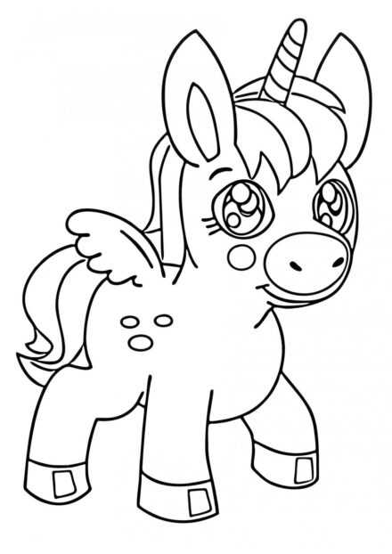 Disegni da Colorare: Adorabile Piccolo Unicorno