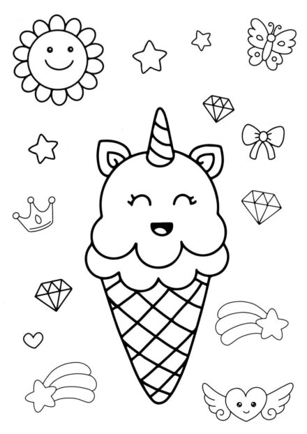 Disegni da Colorare: Unicorno Gelato