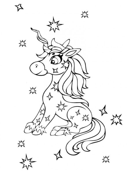 Disegni da Colorare: Unicorno Stellato