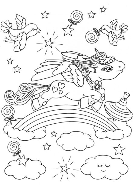 Disegni da Colorare: Unicorno in Volo