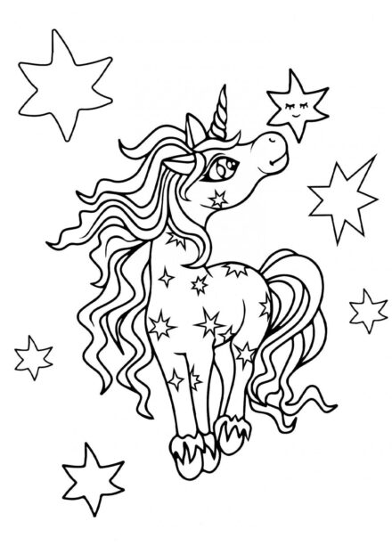 Disegni da Colorare: Unicorno Piccola Stella