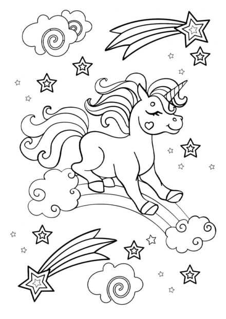 Disegni da Colorare: Unicorno Galoppante