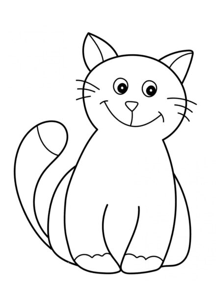 Disegno da Colorare: Gatto Sorridente