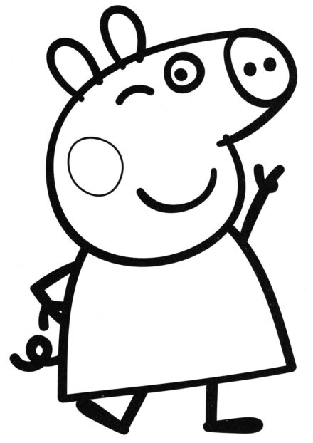 Pagina da Colorare di Peppa Pig che Fa l'Occhiolino