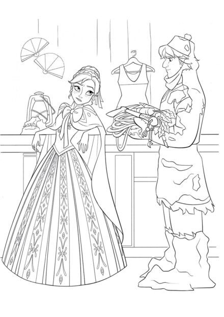 Disegno da Colorare Anna Incontra Kristoff