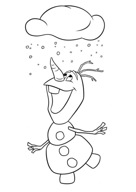 Disegno da Colorare Olaf che Si Diverta nella Neve