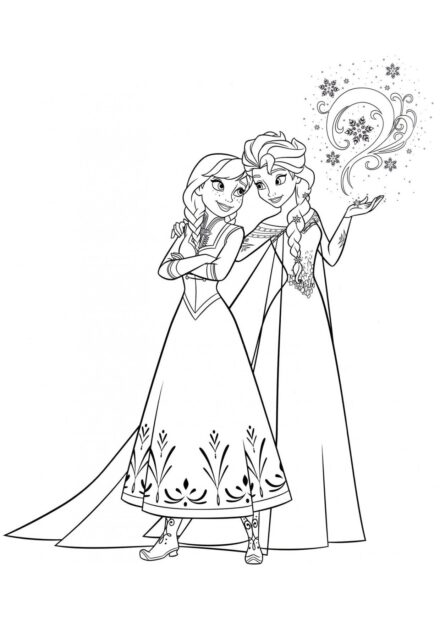 Disegno da Colorare Anna ed Elsa