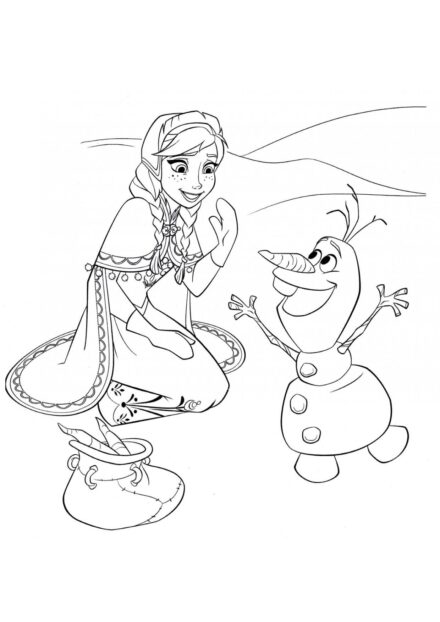 Disegno da Colorare Anna e Olaf