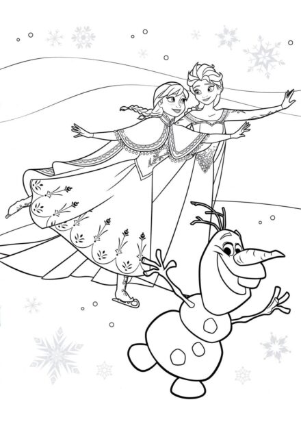 Disegno da Colorare Elsa e Anna sul Ghiaccio