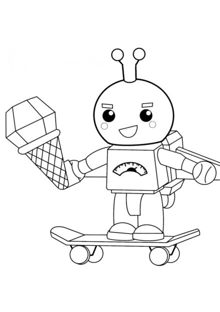 Disegno da Colorare: Bibo il Robot con Gelato