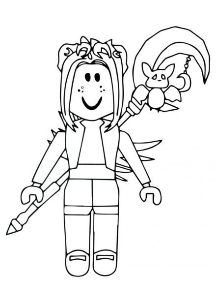 Disegno da Colorare: Ragazza Guerriera di Roblox