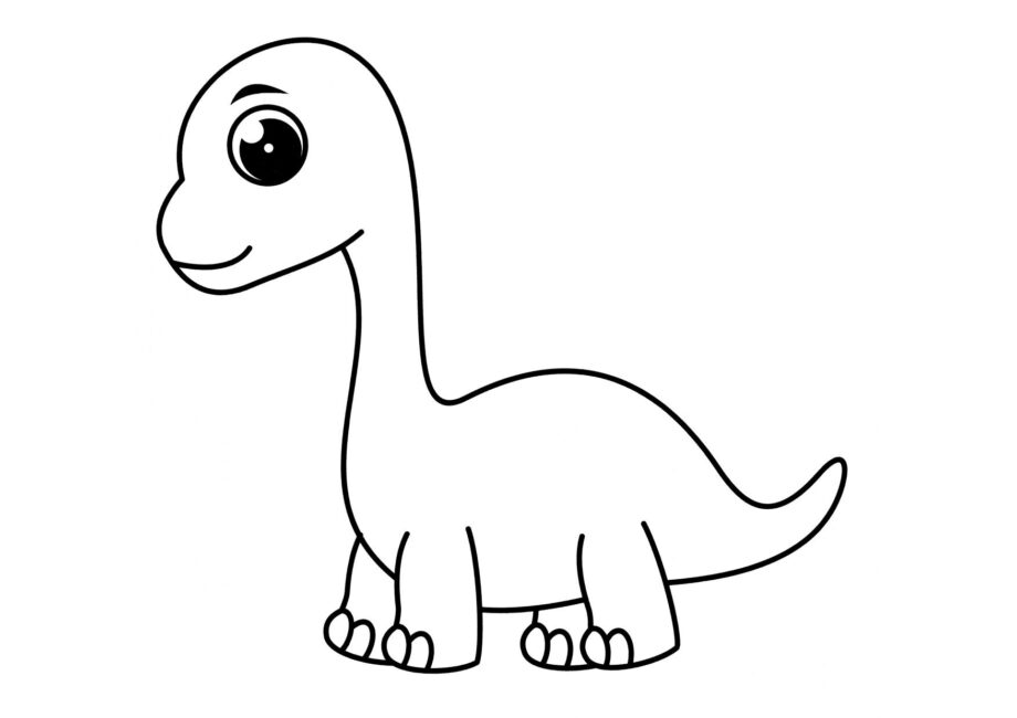 Disegno da Colorare di Diplodocus che Tocca